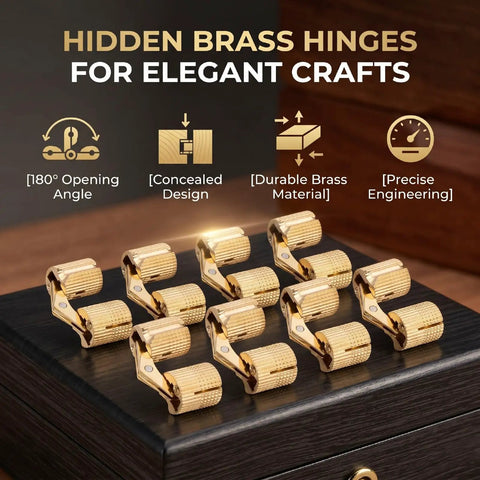 Hidden Brass Cylindrical Hinges Polished And Durable Concealed For Jewelry Boxes And Small Furniture 10 Pack Built To Last