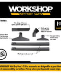 Six Piece Locking Attachment Kit For Wet Dry Vacuum Cleaners With Standard 1.875 Inch Fittings product display image