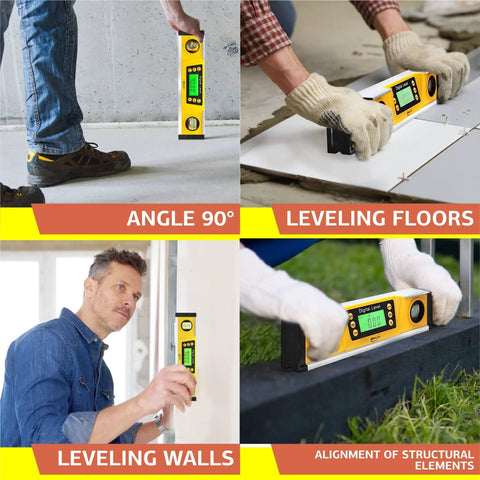Digital Level 10 Inch Torpedo Level With Protractor And Magnetic Base used for leveling floors, walls, and structural elements