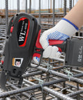 Automatic Rebar Tying Tool With 21 Gauge Tie Wire Two 14.4V 4400mAh Batteries Cordless Rebar Tie Gun in use on construction site
