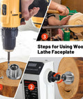 Steps using Heavy Duty 3 Inch Steel Wood Lathe Faceplate With 1 Inch By 8 Tpi Thread, Eight Mounting Holes, Woodturning