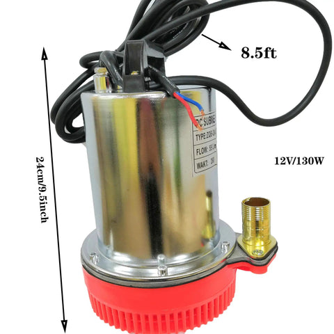DC 12V Solar Submersible Water Pump 130W, 1 Inch Outlet, Stainless Steel Well Booster Pump with Cord, Easy Setup
