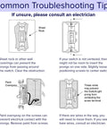 Illustration of common troubleshooting tips for installing 2 Pack LED Night Light For Single Pole Switches with Auto On Off Sensor.