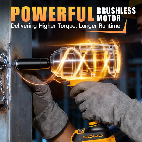 Pro Grade Cordless Impact Wrench With 1/2 Inch Drive, High Torque For Towing, Tire Changes And Cranking Rusty Bolts On The Fly in use.