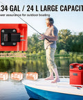 Portable 6.34-Gallon Marine Tank With 9.8ft Hose And Gauge For Outboard Engines, Yachts, Fishing Boats And Deck Boats Red.