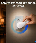 Heavy Duty 15 Ft Ac Extension Cord 14 Gauge Wire With Smooth 360 Rotating Plug, connecting to a wall outlet.