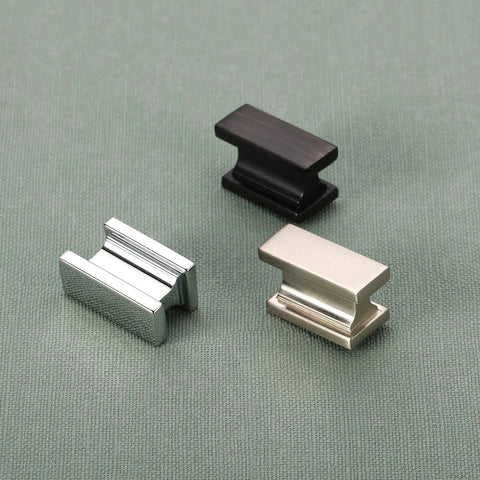 Rectangular Cabinet Knobs In Brushed Satin Nickel, 10 Pack, Solid Aluminum Hardware For Cabinets, Closets And Drawers, Easy Swap For Kitchens, Vanities, Dressers And Wardrobes, Sleek Modern Look, Durable AL6061SN; three knobs