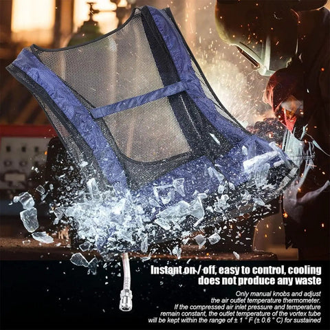 Heavy Duty Efficiency Cooling Waistcoat For Welders provides instant chilled vortex air flow, featuring a mesh design for ventilation.