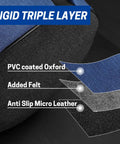 Arborist Rope Bag With Four Side Pockets And Handle showing triple layer construction with PVC Oxford, felt, anti-slip leather