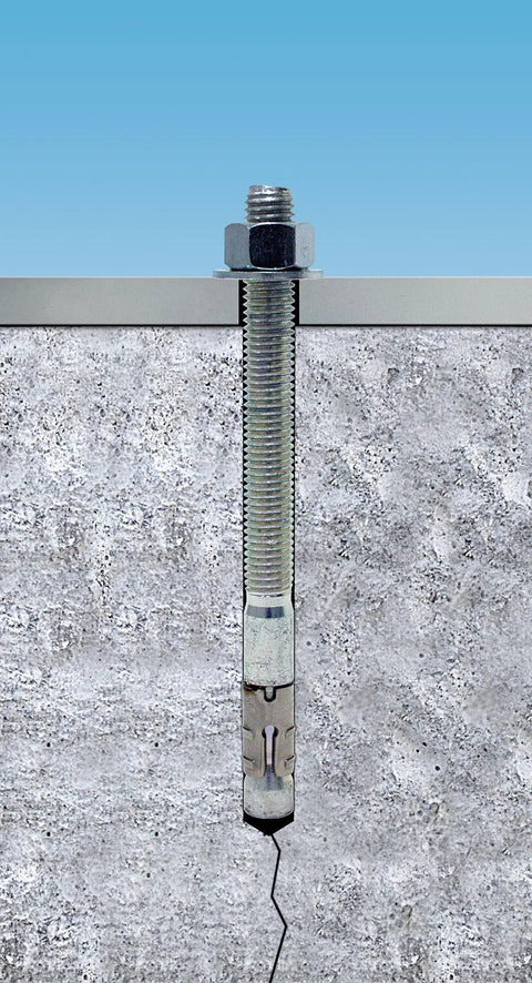 Strong-Bolt 2 Wedge Anchor 1/2 In X 5-1/2 In Chamfered Top Minimizes Mushrooming, Suitable For Static And Seismic Loads installed in concrete