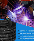 Rugged 25 Foot 12 Awg Soow Cable Portable Power Cord 12 3 Conductor 600 Volt 20 Amp used in welding with oil and water-resistant features.