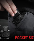 9mm Speed Loader For Quick Magazine Reloads Pain Free Handling Smooth Feeding No Jamming Compatible With 9mm And 40 S W Compact Design For All 9mm Stack Magazines Easy To Use And Range Ready shown being stored in a pocket, emphasizing its compact size and portability.