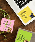 9 Pads Totally Cute Sticky Notes Set 3x3 Inch Dog Self Stick Notepads For Dog Lovers on laptop and desk, colorful dog designs