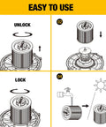 Illustration showing steps to replace HEPA Vacuum Filter Replacement DXVC6912 for 6-16 Gallon Wet Dry Shop Vacuums