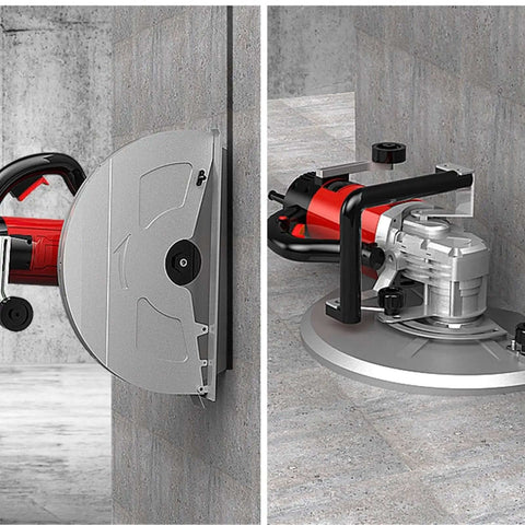 Heavy Duty 5500W Electric Concrete Saw Delivers Badass Power For Precision Wall Grooving and Road Cutting with detailed motor view.