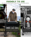 Heavy Duty Folding Double Decker Wagon With Brakes, Easy Access Design, 54 Inch Lower Shelf for Outdoor Gear and Equipment