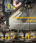 Cordless Impact Wrench One Half Inch With Five Beefy Torque Settings Up To 400 Nm And 300 Ft-Lbs Max in use tightening nuts