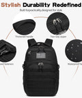 Durable Military Style Tactical Backpack For Men 30L 20 Inch Assault Pack In Black With MOLLE System Tough As Nails 900D Fabric