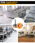 Image of wide applications for Beefy 4 Pack Adjustable Leveling Feet With Base M12 Thread Chrome Plated Carbon Steel 1300 Lbs Per Foot Capacity For Workbenches Machines And Cabinets Anti Slip Base For Uneven Surfaces