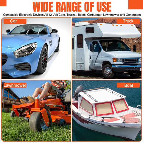 Wide range of use for Two Pack 12V Low Pressure Inline Fuel Pump Kit in cars, trucks, lawnmowers, and boats