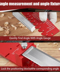 Angle measuring fixture of Badass Chisel Sharpener And Honing Guide with adjustable angle gauge for precise bevels.