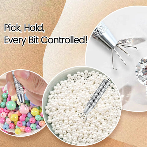 Piercing Ball Grabber Reacher Tool For Jewelry And Small Parts 4 Claw Stainless Steel Pickup Tool with beads and crystals