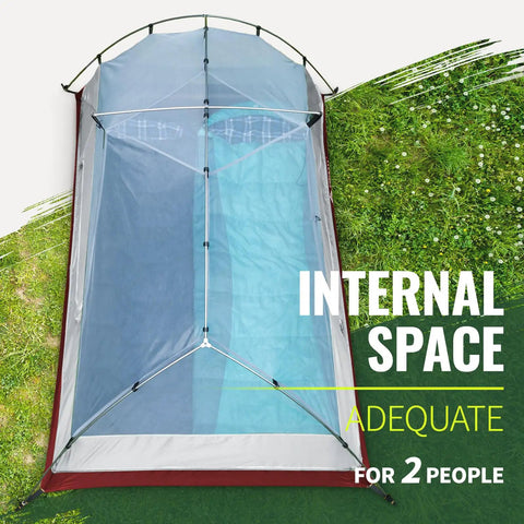 Top view of Two Person Waterproof And Windproof Camping Tent For All Season Backpacking Lightweight Aluminum Poles Quick Setup