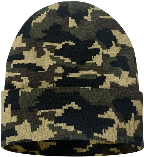 Camouflage green Lighted Beanie Hat With USB Rechargeable Four LED Headlamp Bright Running Cap For Men And Women.