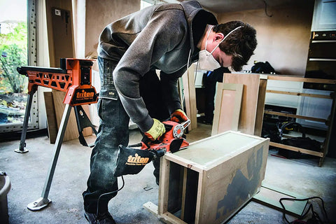 Person using Beast 750W 2 in 1 Electric Wood Planer And Sander With 17 Position Depth Control in woodworking shop