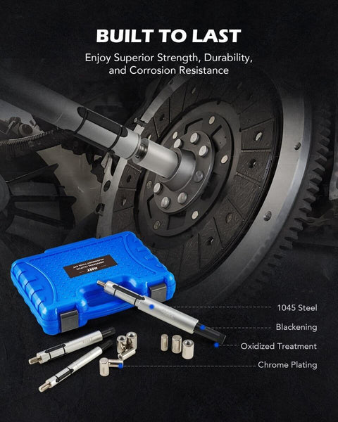 11 Piece Universal Clutch Alignment Tool Kit For Cars Light Trucks And SUVs with carrying case and various components.
