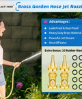 Woman using Heavy Duty Brass Hose Nozzle Set With Shutoff Valves And Jet Nozzles, High Pressure Water Sprayer For Garden And Car Wash