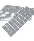 Top Shelf Self Adhesive Felt Pads For Furniture Legs 400 Pack Grey Square pads stacked on adhesive backing for scratch protection.