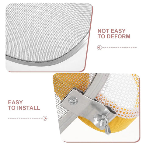 Close-up of Boss Level Stainless Steel Mesh Face Shield and Rugged Welding Grinder Mask showing mesh detail and installation clip.