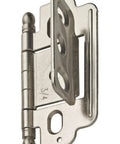 Smooth Satin Nickel Decorative Ball Tip Cabinet Hinge For 3 4 Inch Doors Partial Wrap Overlay with free swinging design.