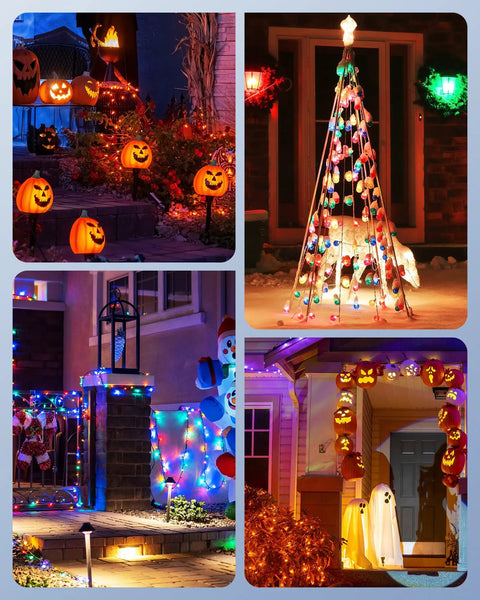 Heavy Duty Outdoor Timer Outlet Waterproof Dusk To Dawn Sensor Switch Dual Grounded Plugs For String Lights And Patio Decor Tough As Nails Weatherproof Auto Lighting On And Off No Hassle Setup Real Deal Build Two Pack with colorful seasonal light decorations.