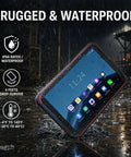 Badass Rugged Android Tablet With Integrated Honeywell N6703 Scanner Featuring Solid 8 Inch Display waterproof in rain.