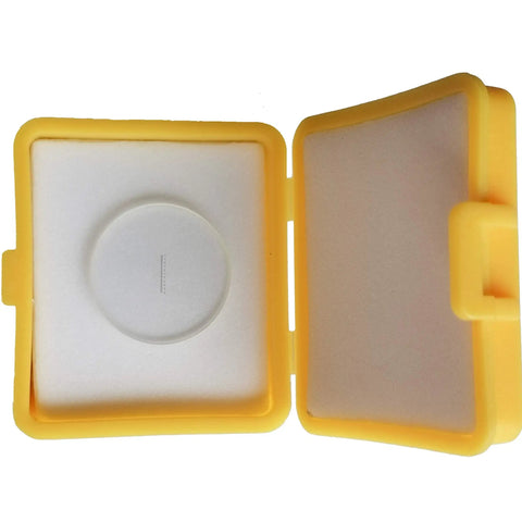 Pro Grade 0.05mm Foot Shaped Eyepiece Graticule Ruler For Microscopy, 19mm Glass Ocular Calibrator, Reticle Eyepiece With 100 Divisions At 0.05mm, Includes Box And Sponge, High Precision Microscope Accessory, boxed in yellow case