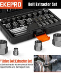 40 Piece Metric Bolt And Screw Extractor Kit With Left Hand Cobalt Drill Bits displayed in open case