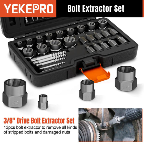 40 Piece Metric Bolt And Screw Extractor Kit With Left Hand Cobalt Drill Bits displayed in open case
