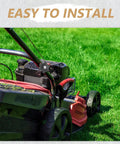 Super Easy Lawn Mower Handle Knobs Plus Bolts Washers Screws For Home Or Small Commercial Yard Machines Durable Metal Plastic ergonomic grip installed on mower.