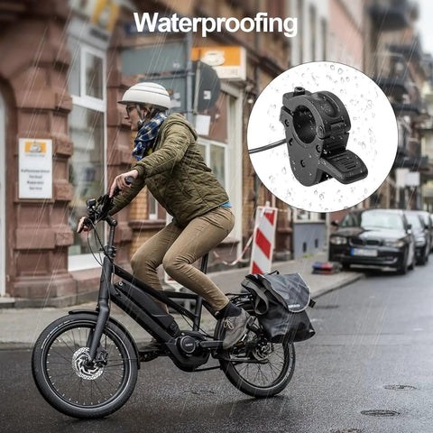 300X Thumb Throttle For 7 To 8 Inch Handlebars 22mm On Electric Bikes And Scooters, Smooth Quick Acceleration, Wide Voltage Range 12V 24V 36V 48V 60V 72V, M8 Waterproof Plug, Easy Mount On Left Or Right Handlebars