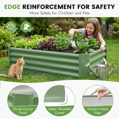 Child gardening in Galvanized Raised Garden Bed Kit 4x2x1ft For Veggies And Herbs, Rust Resistant, easy assembly, outdoor use