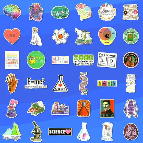 100 Piece Science Stickers for Water Bottles Featuring Physics Biology Chemistry Math Themes to Spark Curiosity for Students