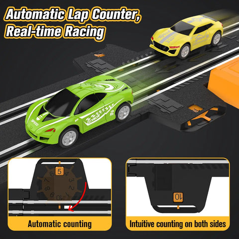 Epic Slot Car Race Track Set For Kids And Teens, Battery Or Electric Race Car Track With 4 High Speed Slot Cars, real-time lap counter