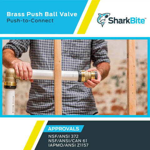 Installation of 2 Inch Brass Push To Connect Ball Valve For PEX Copper CPVC PE-RT And HDPE Pipes on plumbing system