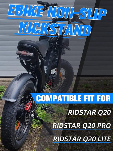 Ebike Kickstand CNC Machined Aluminum Mount For Ridstar Q20 Q20 Pro Lite Super 73 S2 RX Non Slip Side Stand installed view