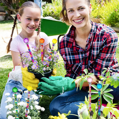 Awesome DIY Fairy Wand Garden Stakes Kit Includes 230pcs Colorful Beads And Complete Parts, used by women and child in garden, creating flower markers.