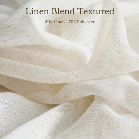 Semi Sheer Linen Living Room Curtains With Grommets Light Filtering Airy Cozy Privacy Drapes Natural Linen Blend close-up