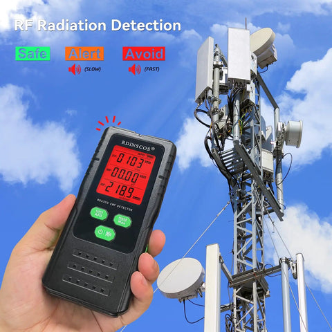 3 In 1 EMF Detector For Home And Office Use With Tri Color LCD And Audible Alerts Detects AC Magnetic Electric And Microwave EMF Fields Near Smart Meters And Cell Towers, handheld near cell tower
