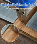 Pneumatic nailer applying Hardcore Galvanized Finish Nails 16 Gauge 1 3/4 Inch 1000 Pack to wood surface, showcasing smooth finish.